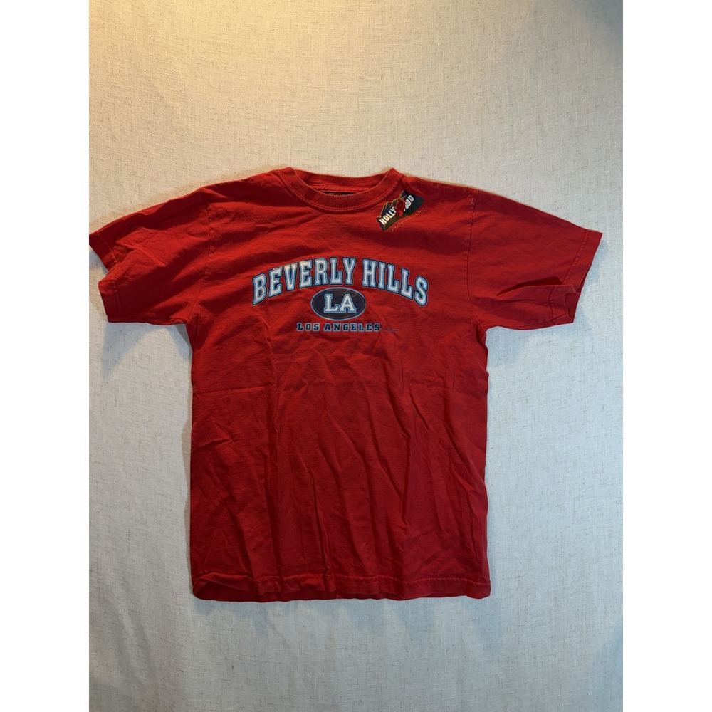 Southpole Beverly Hills LA Graphic Kids T-Shirt Red Hollywood Hills Distressed M